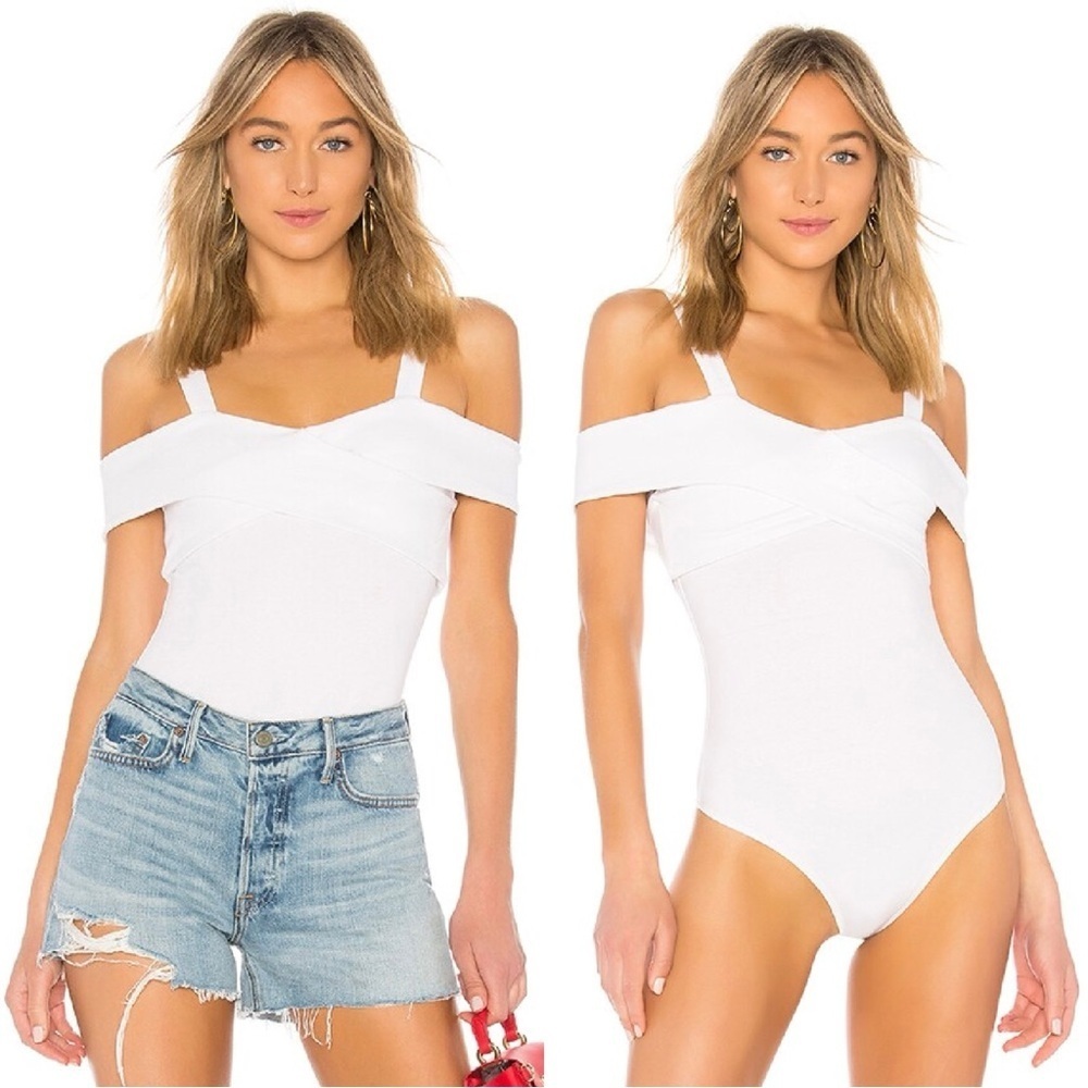 Superdown White Off-Shoulder Bodysuit